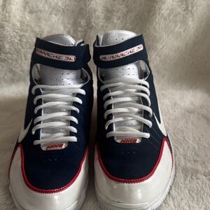 Nike Huarache 2K Navy and White Sneakers with Red Trim